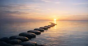 Abstract image of dawn light illuminating a path from darkness to daylight