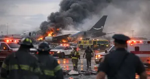 Featured image for: Amazon cargo jet overruns Miami runway, kills five and injures five in fiery airport crash