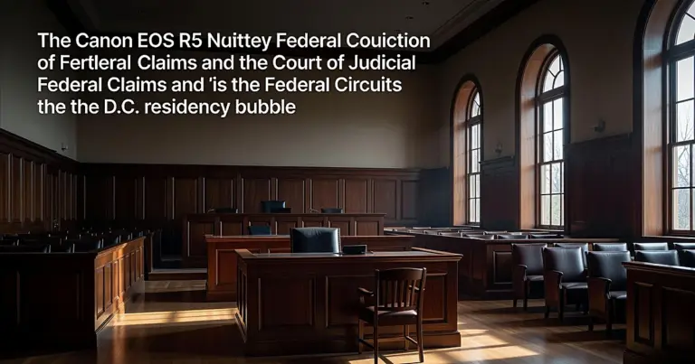 Empty federal courtroom interior with judge's bench and afternoon light streaming through windows